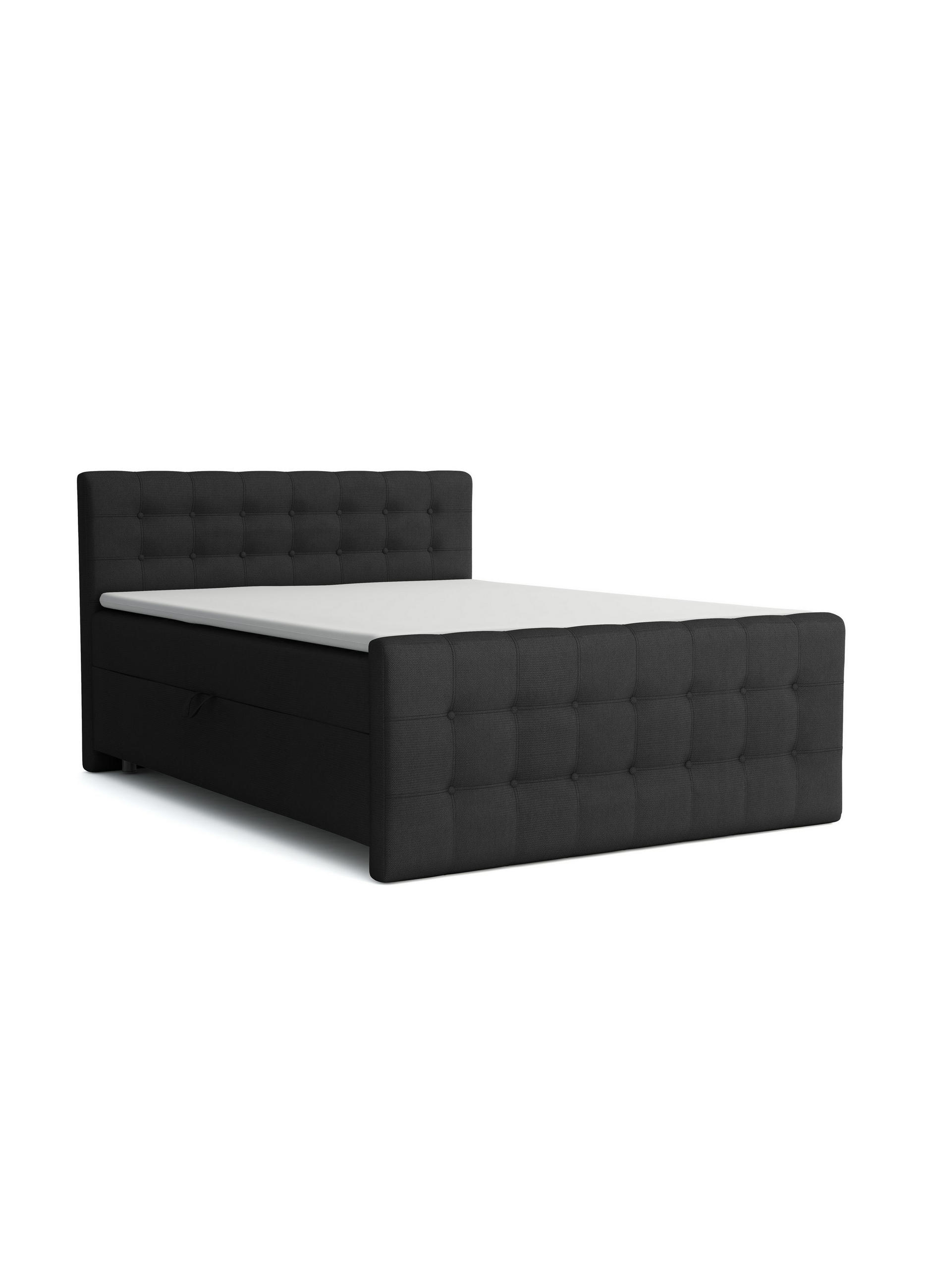 BOXBETT REEL 160/200 in Velours Schwarz H3 - Schwarz, Holz/Holzwerkstoff (160/200cm) - Deine Möbel 24