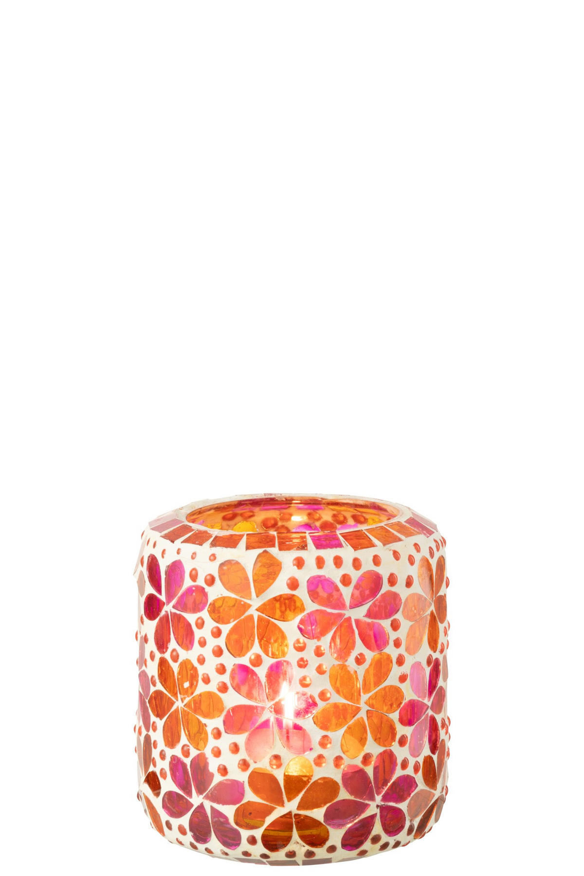 KERZENSTÄNDER MOSAIK DO (2ER SET) - Orange, Glas (10/11cm) - J-Line