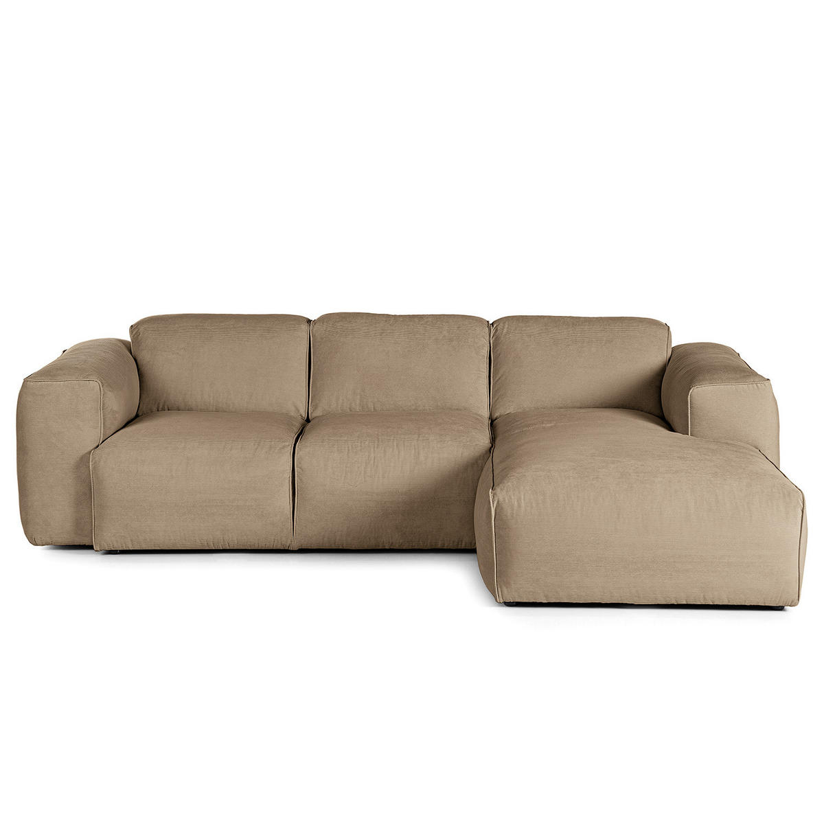 3-SITZER ECKSOFA mit Longchair - Taupe/Schwarz, Kunststoff/Textil (251/173cm) - home24