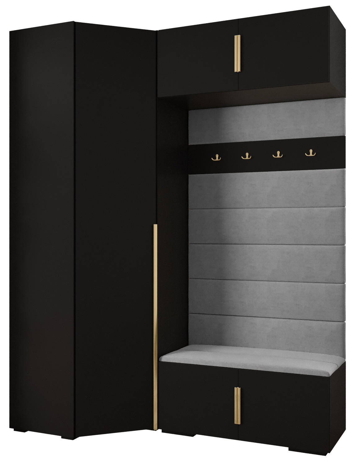 GARDEROBEN-SET 236,7/181,7/47 - Goldfarben/Schwarz, Holz/Metall (181.7/236.7/47cm) - Abiks Möbel