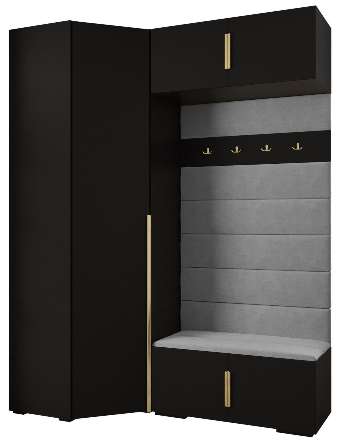 GARDEROBEN-SET 236,7/181,7/47 - Goldfarben/Schwarz, Holz/Metall (181.7/236.7/47cm) - Abiks Möbel