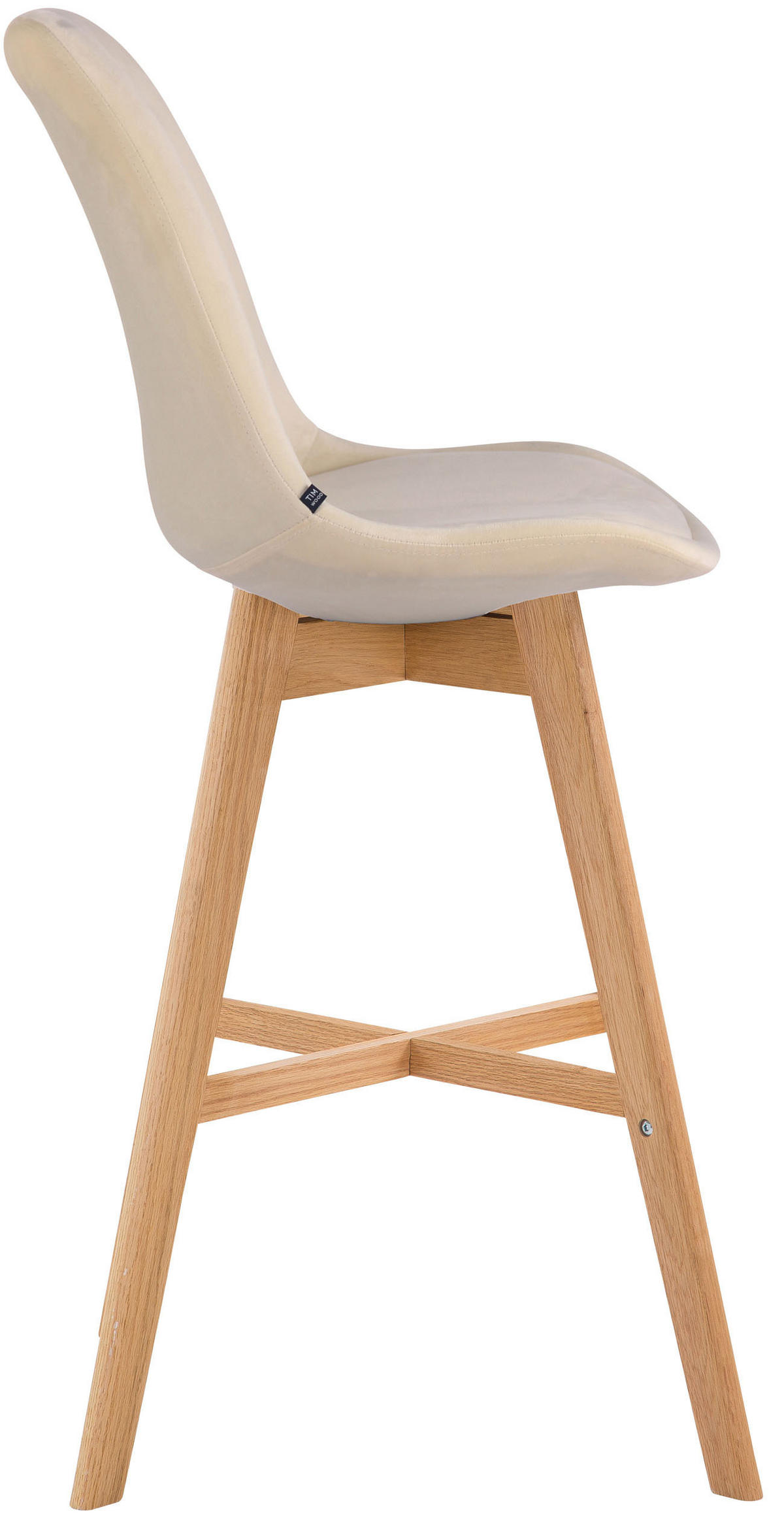 BARHOCKER Samt creme - Eukalyptusholzfarben/Creme, Holz/Textil (48/112/56cm) - CLP