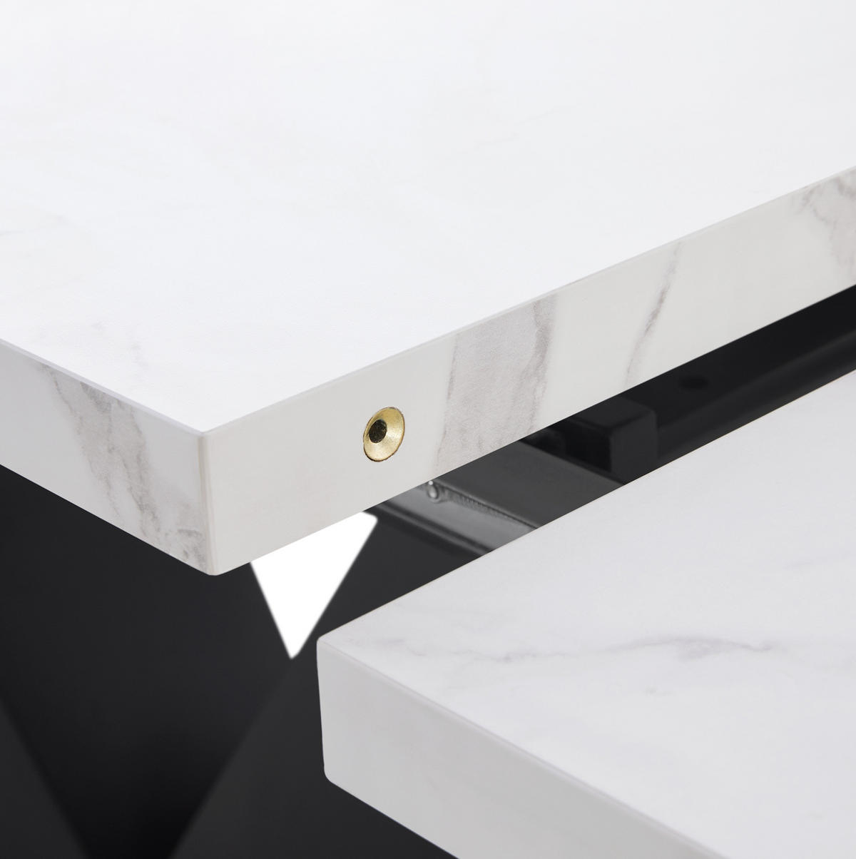 ESSTISCH ausziehbar 99-159 x 75 cm MDF Marmoroptik Weiß/Schwarz - Weiß, Metall (99/75/75cm) - Meubliv