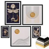 WANDBILDER 5er-Set - 50x50 cm & 20x30 cm & 40x60 cm Schwarzer Rahmen - Naturmotive mit dem Mond - Schwarz, Kunststoff (40/60cm) - ArtPrintCave
