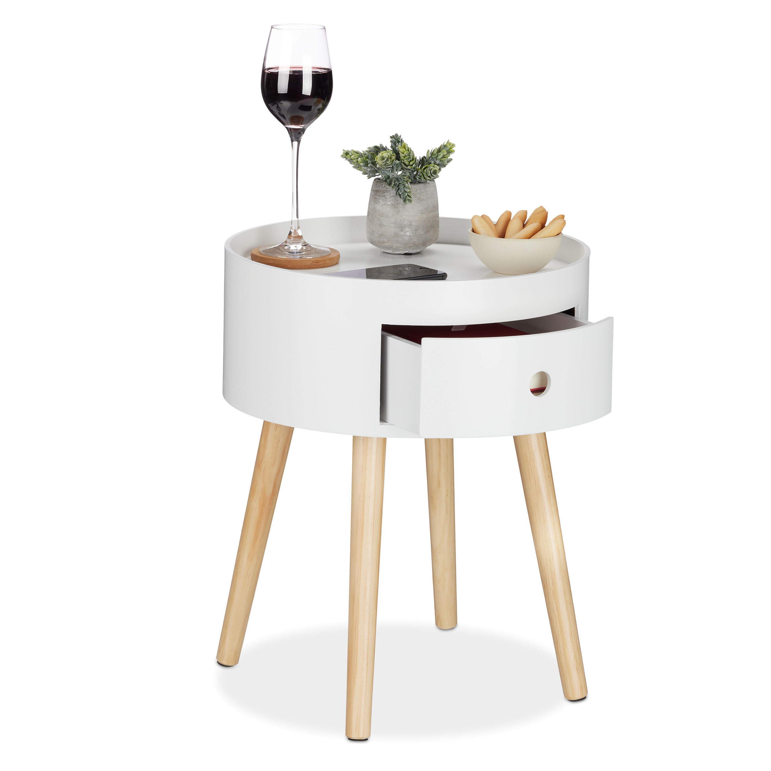 BEISTELLTISCH - Weiß, Holz/Holzwerkstoff (38/38/46cm) - Relaxdays