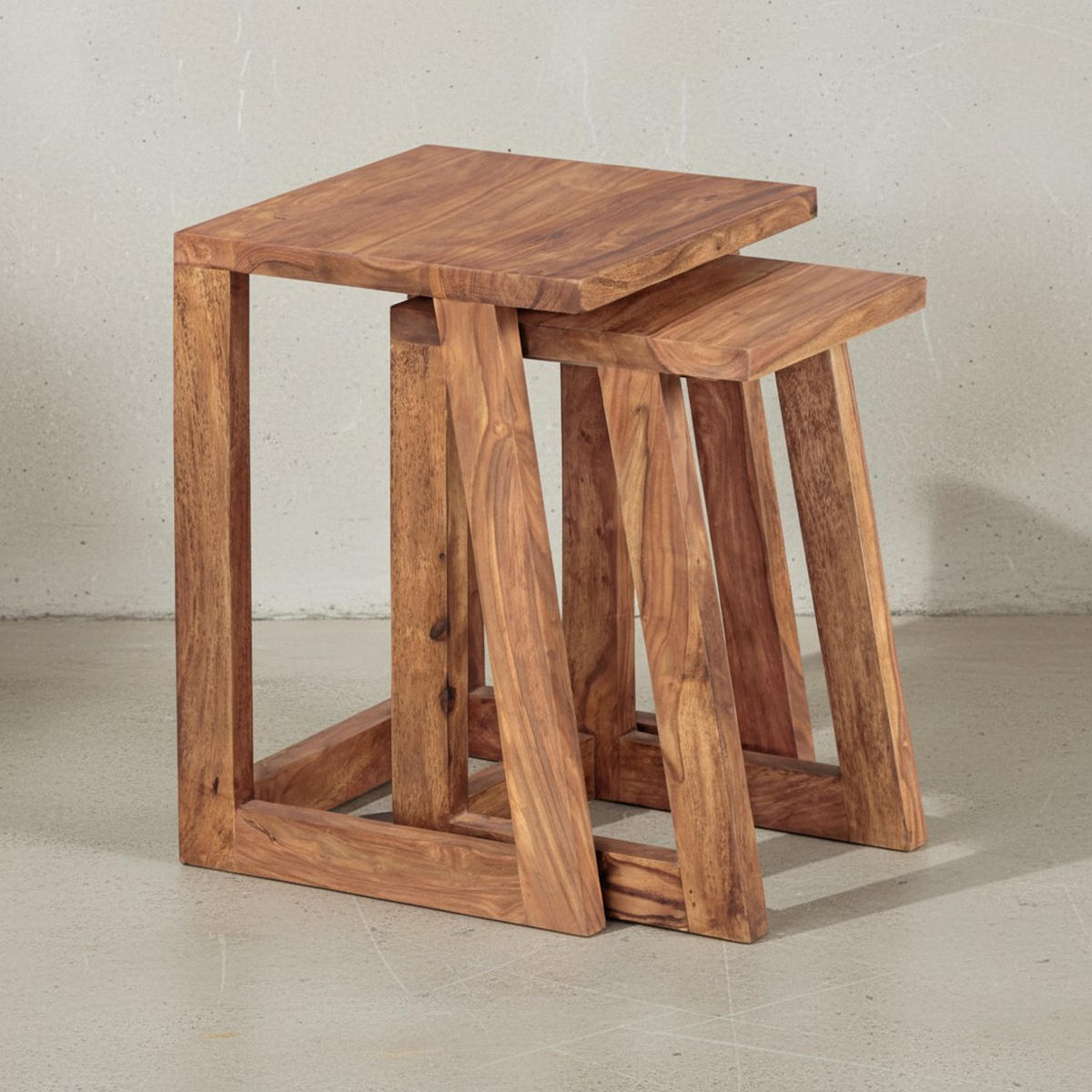 BEISTELLTISCH Set – 2-teilig Massivholz verschiedene Größen - Braun, Holz (36/36/50cm) - KADIMA DESIGN