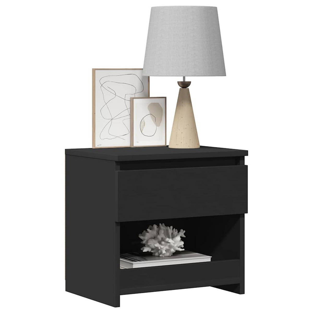 NACHTTISCH mit 1 Schublade, 1 Fach 40/30/39 cm aus Holzwerkstoff in Schwarz - Schwarz, Holz (40/39/30cm) - vidaXL