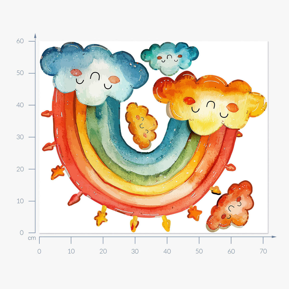 WANDAUFKLEBER 60x72cm - Bunter Regenbogen - Multicolor, Kunststoff (60/72/0.1cm) - Wallfluent