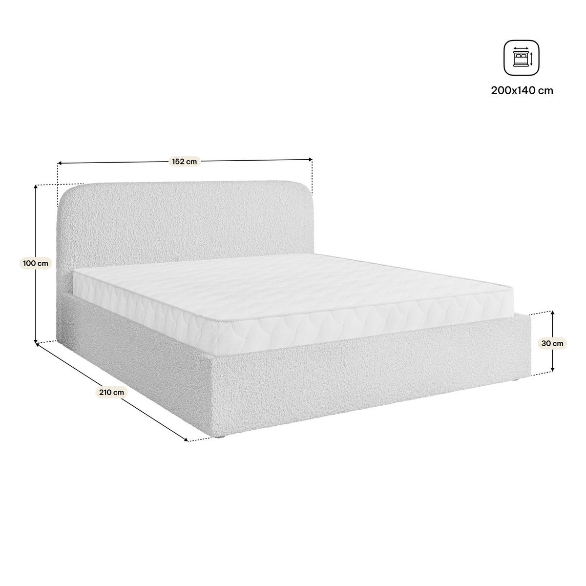 POLSTERBETT RENIVE 140x200 cm mit Bettkästen - Beige - Beige, Holz (140/200cm) - MASSENO