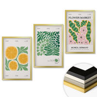 WANDBILDER 3er Set - 40x60 cm Goldrahmen - Pastellfarbene Frucht- und Pflanzenmotive - Goldfarben, Kunststoff (40/60cm) - ArtPrintCave
