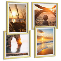 BILDER SET 4er Set - 50x50 cm & 40x60 cm Goldrahmen - Ruhige Landschaften am Strand der Sonne - Goldfarben, Kunststoff (50/50cm) - TULUP
