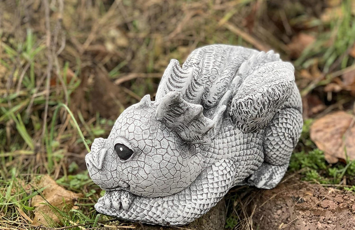 STEINFIGUR Drache Gonzo frostfest wetterfest Gartenfigur - Grau, Stein (13/23/13cm) - stoneandstyle