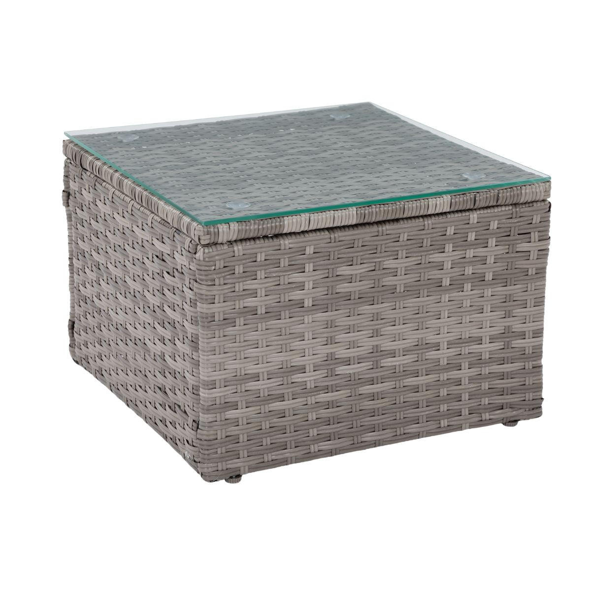 GARTENSET Sevilla, aus Technorattan, Ecksofa mit Couchtisch, Grau - Grau, Kunststoff - Beautysofa