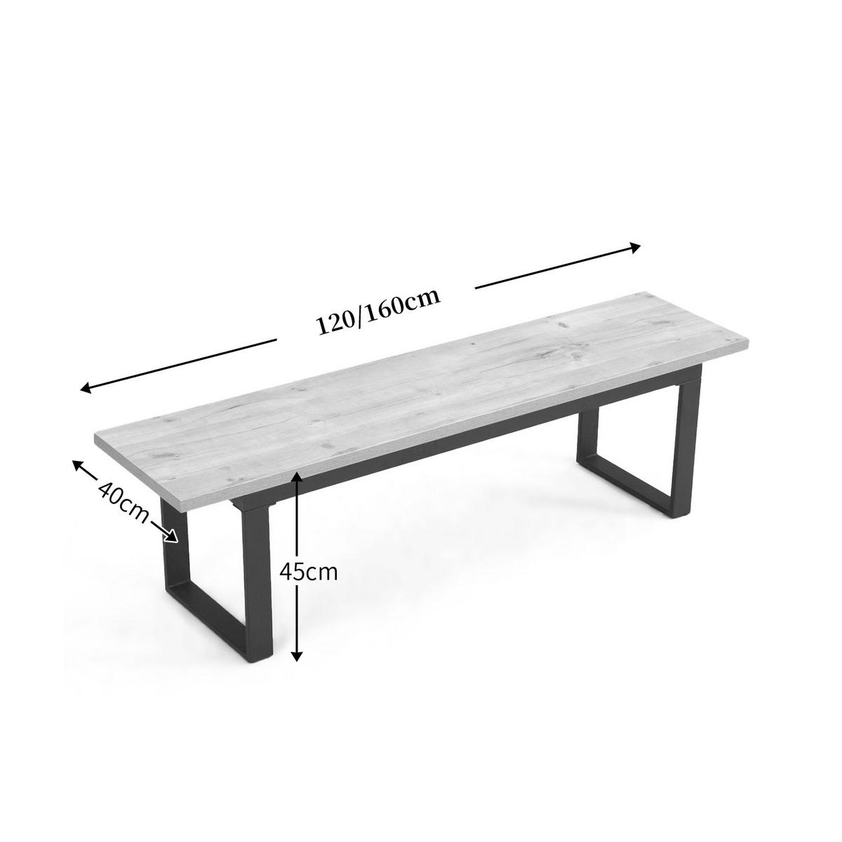 SITZBANK LEA Beton, 160/40/45 cm - Anthrazit/Schwarz, Holzwerkstoff/Metall (160/45/40cm) - B&D Home