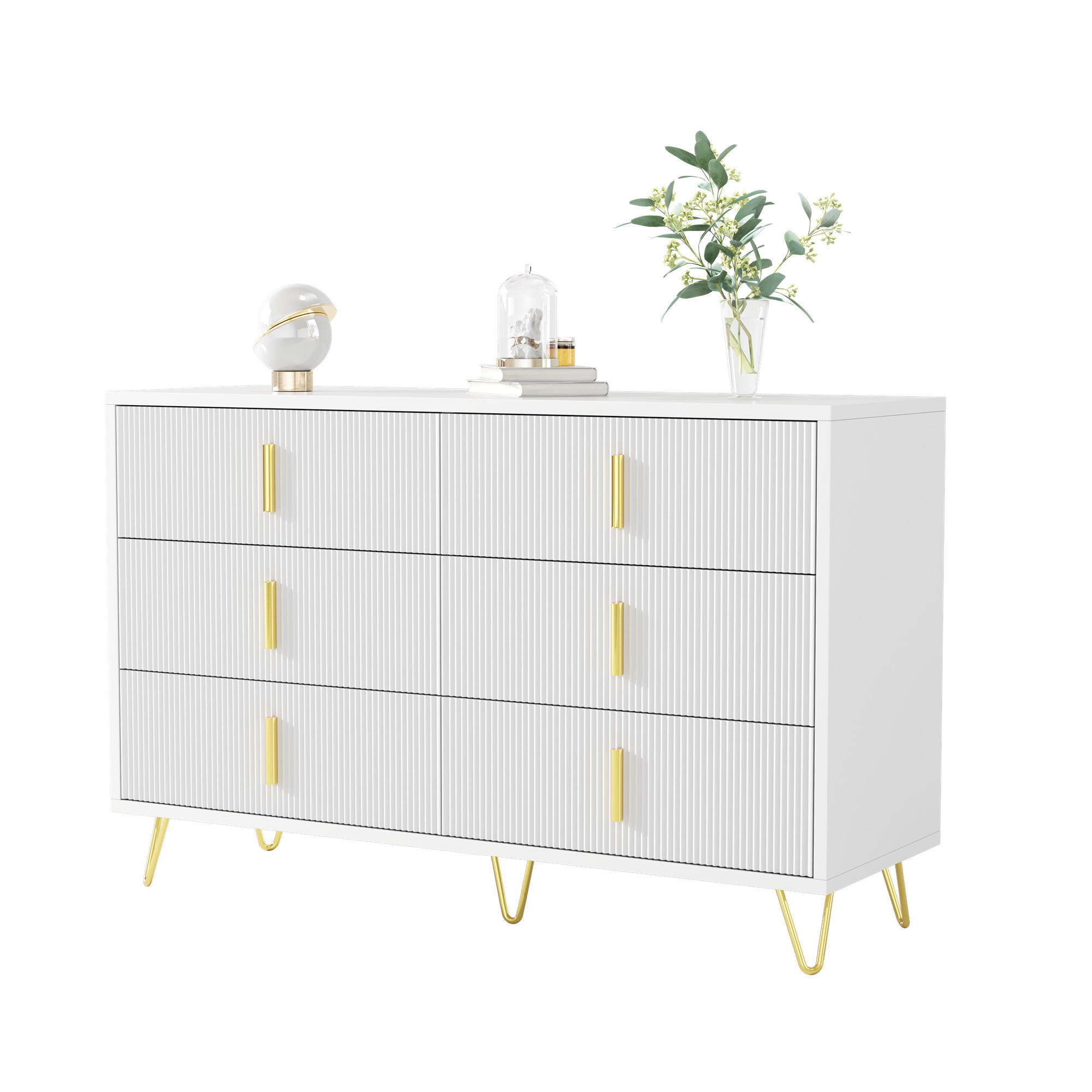 SIDEBOARD in Schwarz Kommode mit viel Stauraum und goldenen Griffen für Wohnzimmer und Esszimmer, B120/T40/H77cm - Goldfarben/Weiß, Holzwerkstoff/Metall (120/77/40cm) - STILVORA