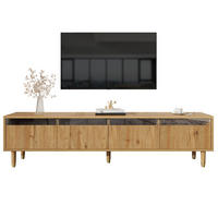 TV-SCHRANK 178/35/45 cm Holzoptik mit 4 Schubladen aus MDF und Acryl, minimalistisches Design - Naturfarben, Holzwerkstoff (178/45/35cm) - OKWISH