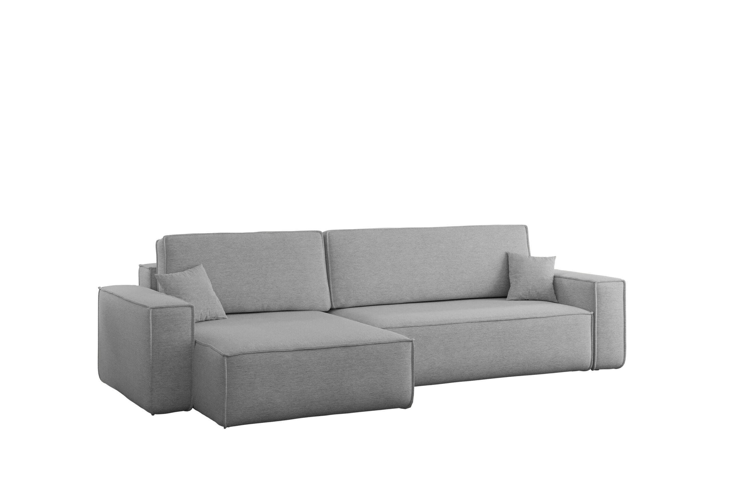 ECKSOFA Mit Schlaffunktion Und Bettkasten, Eckcouch Best XL Stoff Verita Grau Links - Grau, Holz (145/274cm) - Kaiser Möbel