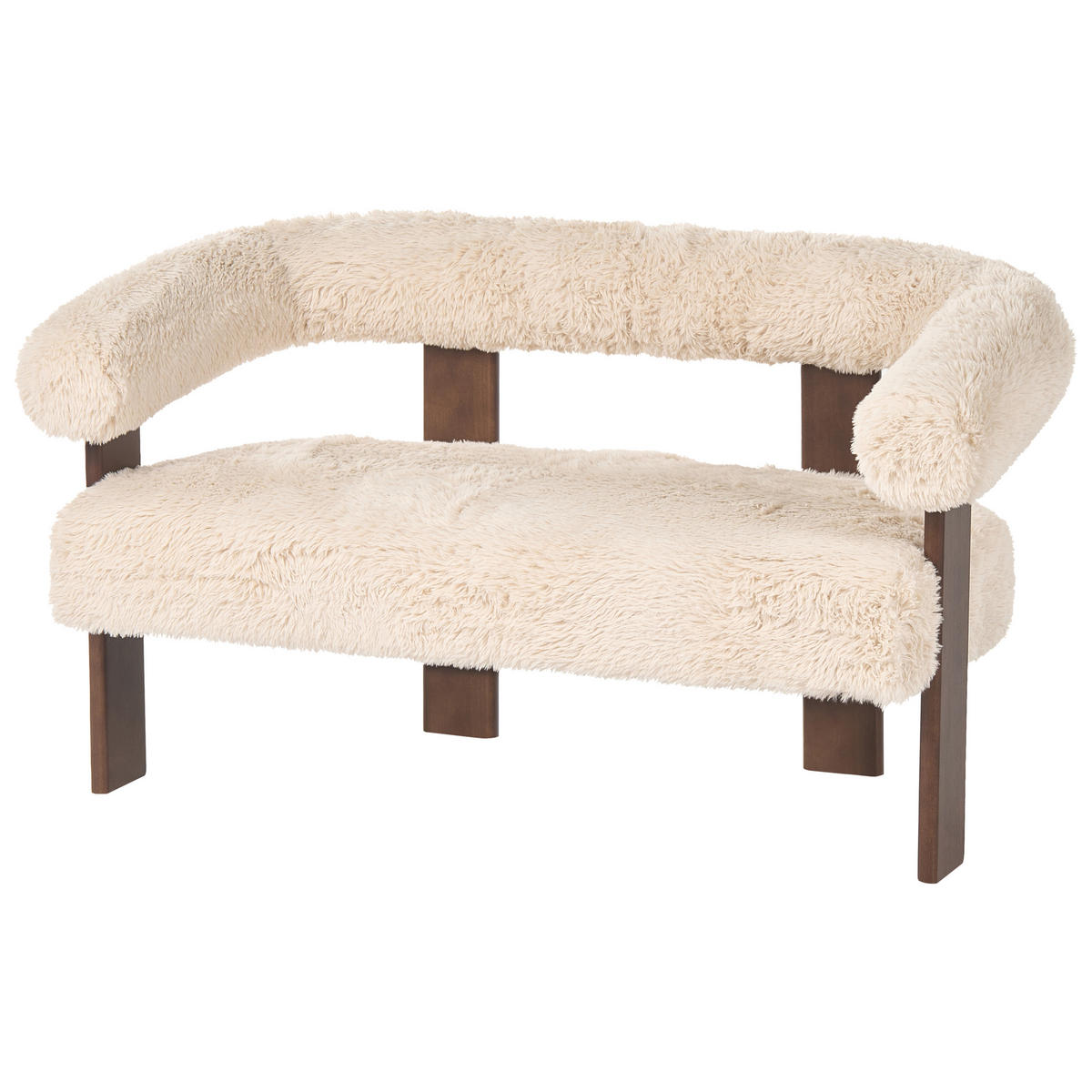 2-SITZER-SOFA Webpelz Cremeweiß/Dunkelbraun Ilbro - Creme, Textil (138/76/68cm) - Beliani