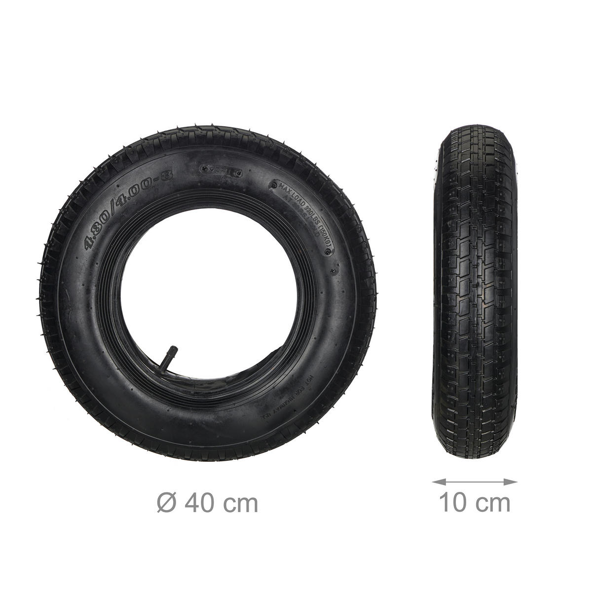 SCHUBKARRENRAD - Schwarz, Kunststoff (40/40/10cm) - Relaxdays