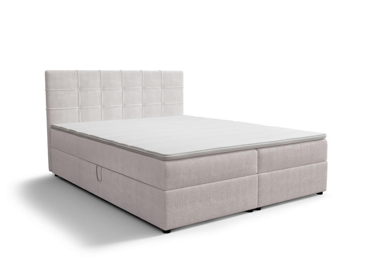 BOXBETT KIDA mit Matratze H3, Bonell und Topper 120x200 Curio 80 - Hellgrau, Textil (120/200cm) - Bedante