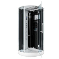 DUSCHKABINE Dusche D37-23R1 Weiß 100x100 - Schwarz, Glas/Kunststoff (100/100/218cm) - AcquaVapore by Sandra Jentho