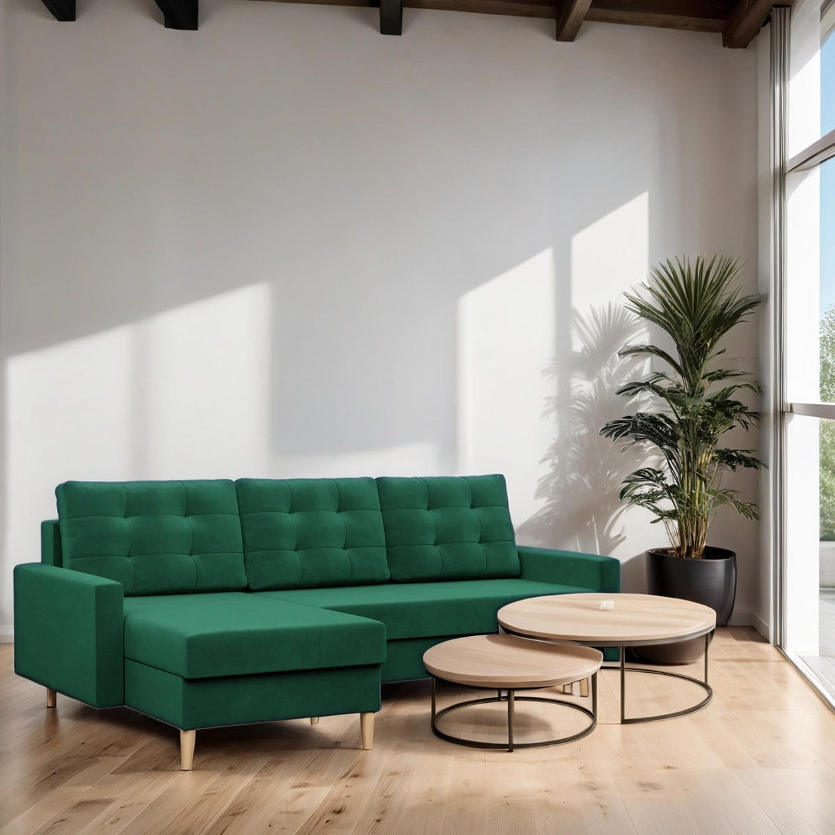 ECKSOFA Blank flaschengrün - Grün, Textil (223/140cm) - SIMKAM Furniture