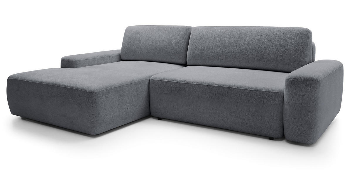 ECKCOUCH mit Schlaffunktion Orea M, 265 cm, Bettkasten, Links, Dunkelgrau - Dunkelgrau, Holz (264/162cm) - Emporius