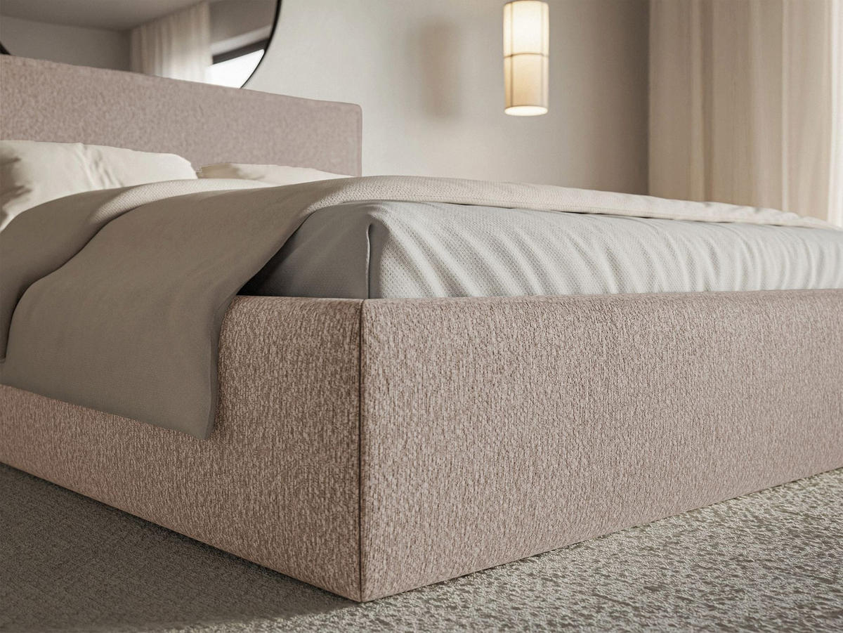 POLSTERBETT Softie Slim Dunkelbeige Chenille 200x200 - Cappuccino, Textil (200/200cm) - Selsey