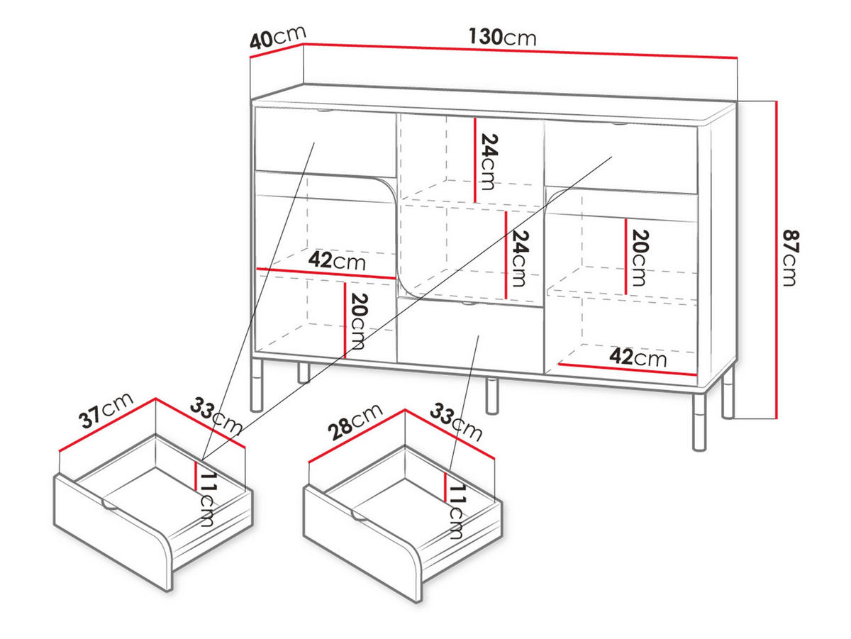 KINDERKOMMODE Harmony 3D3S HR06 - Kaschmir/Trüffeleichefarben, Holzwerkstoff/Kunststoff (130/87/40cm) - MIRJAN24