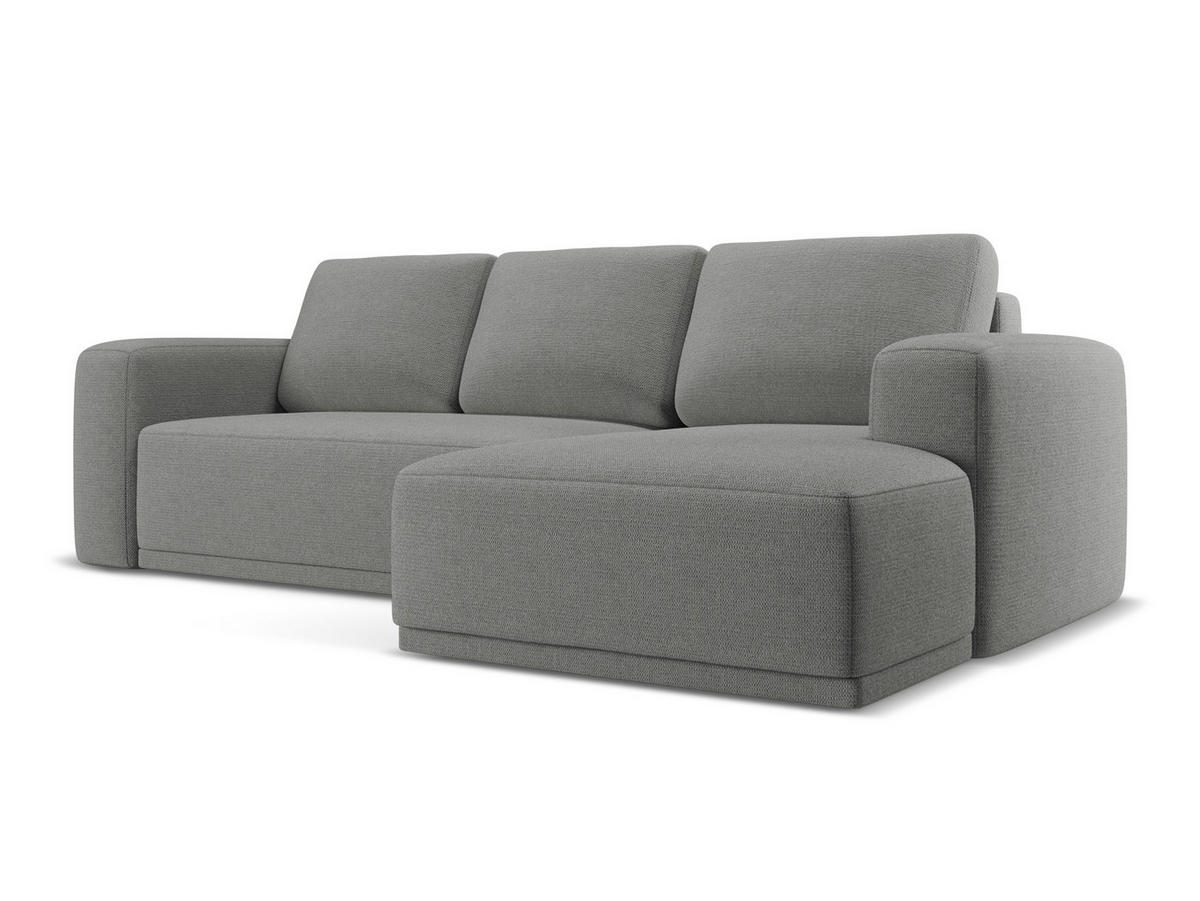 ECKSOFA mit Schlaffunktion Chenille Stoff Grau - Schieferfarben/Schwarz, Kunststoff/Textil (258/160cm) - Makamii