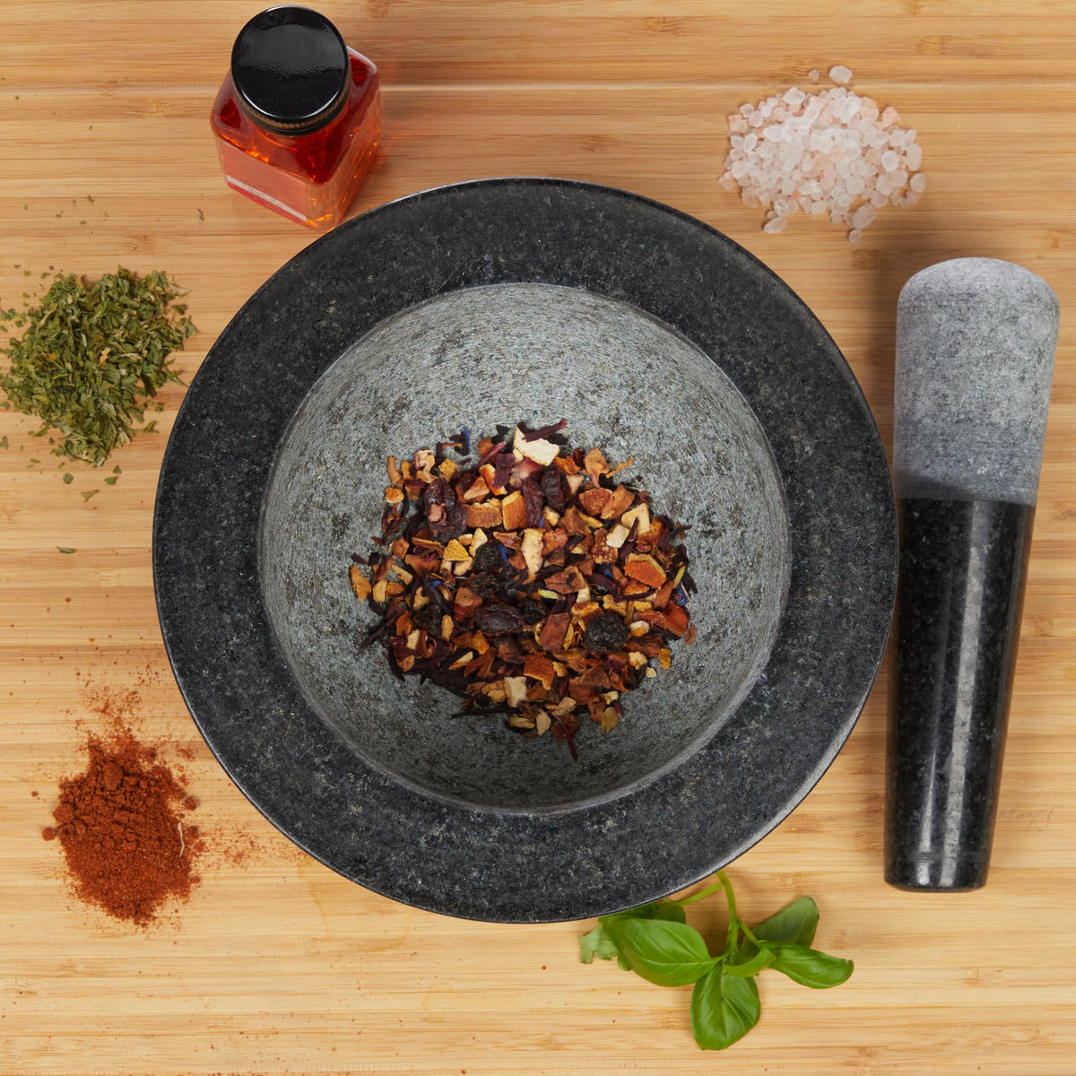 MÖRSER - Schwarz, Stein (20/12/20cm) - Relaxdays