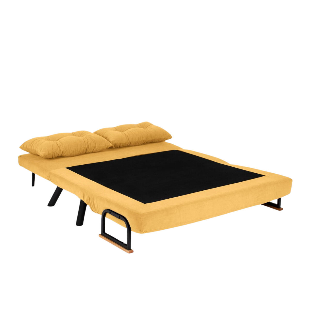 SCHLAFSOFA für 2 Personen mit Stoffbezug und Metallfüßen 133/50/41 cm - Hellgelb, Metall (50/41/133cm) - Calicosy