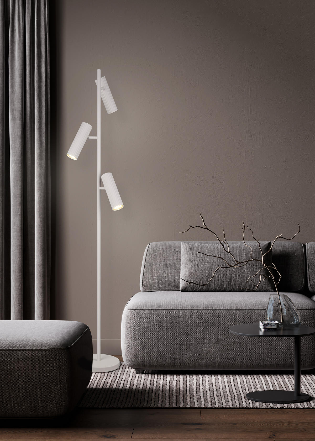 STEHLAMPE SOKA - Grau - 37/37/150 cm - Grau, Metall (37/37/150cm) - Trio Leuchten