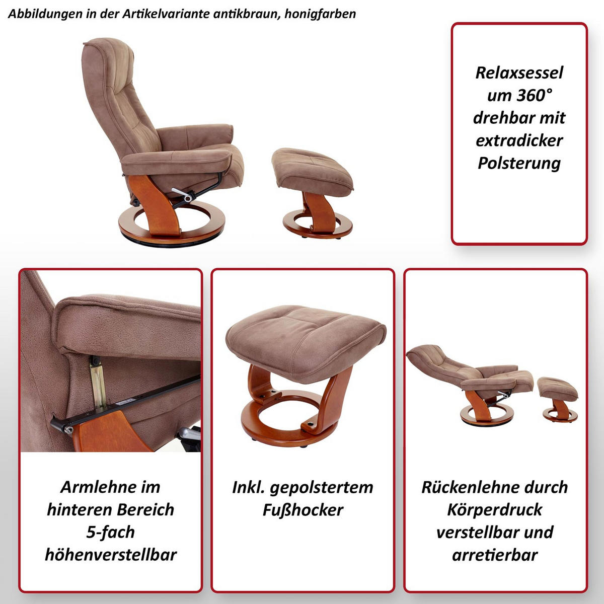 RELAXSESSELSET Anthrazit - Anthrazit, Textil (86/105/131cm) - MCA