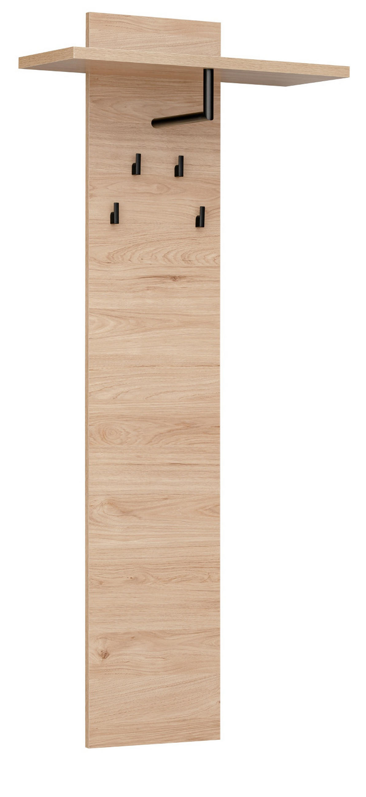 GARDEROBENPANEEL Eiche Jackson 60 cm, Wandgarderobe mit Kleiderstange - Eichefarben, Holzwerkstoff (60/146/28cm) - Furn.Design