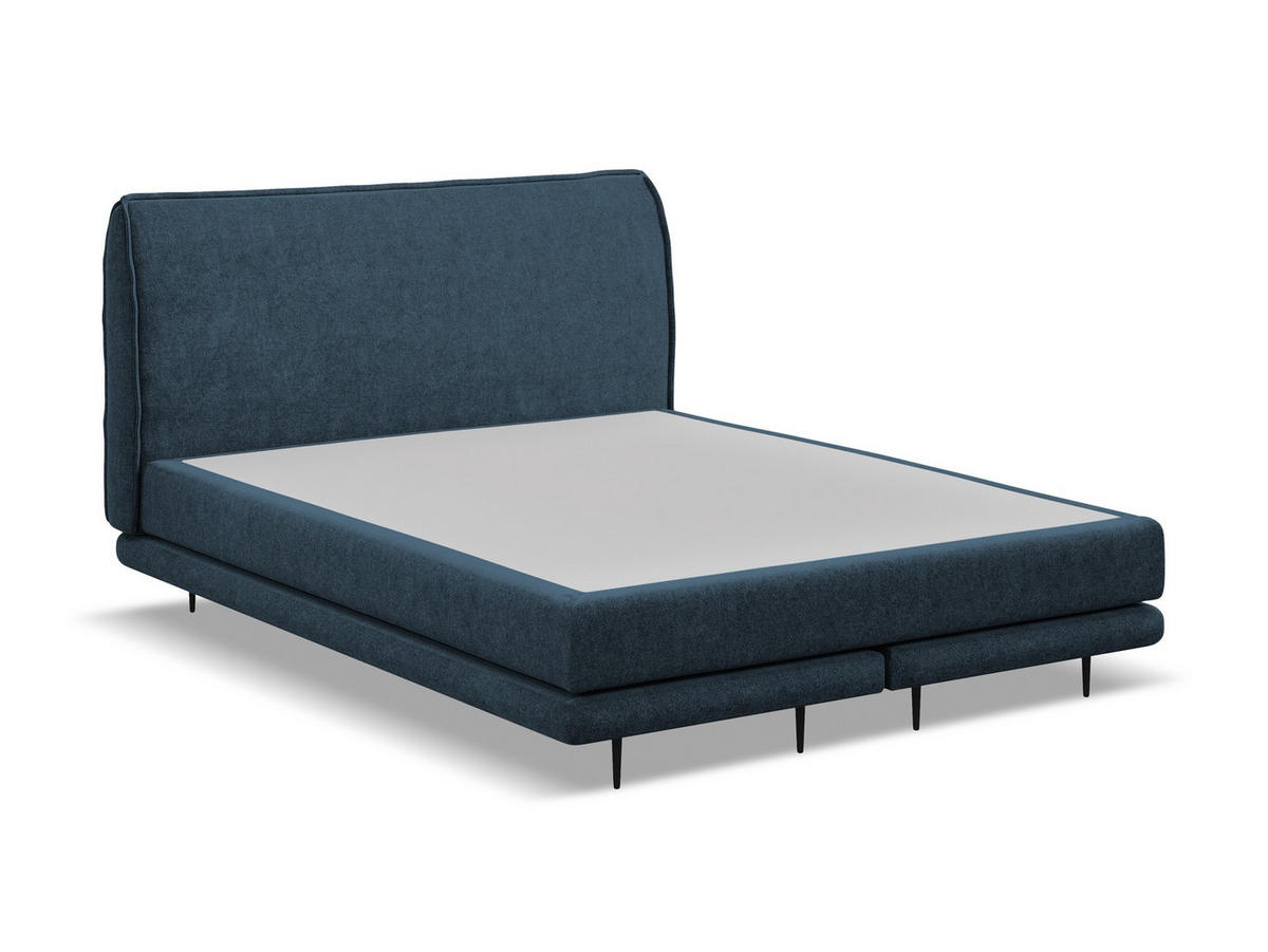 POLSTERBETT Doppelbett mit Matratze Bouclé Stoff Blau - Blau/Schwarz, Textil/Metall (140/200cm) - Makamii
