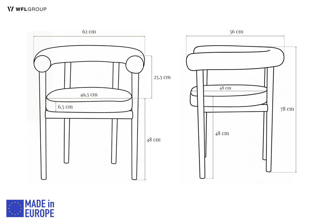 ESSZIMMERSTUHL MAYA 2er Set in Weiß Boucle mit massivem Buchenholzgestell 62/56/78 cm - Hellbraun/Braun, Holz/Textil (61/74/57.5cm) - WFL GROUP