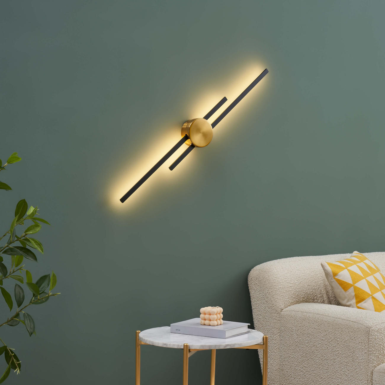 WANDLEUCHTE Pia, Messing und Schwarz, 89cm - Schwarz, Metall (12/89/12cm) - KOSILUM