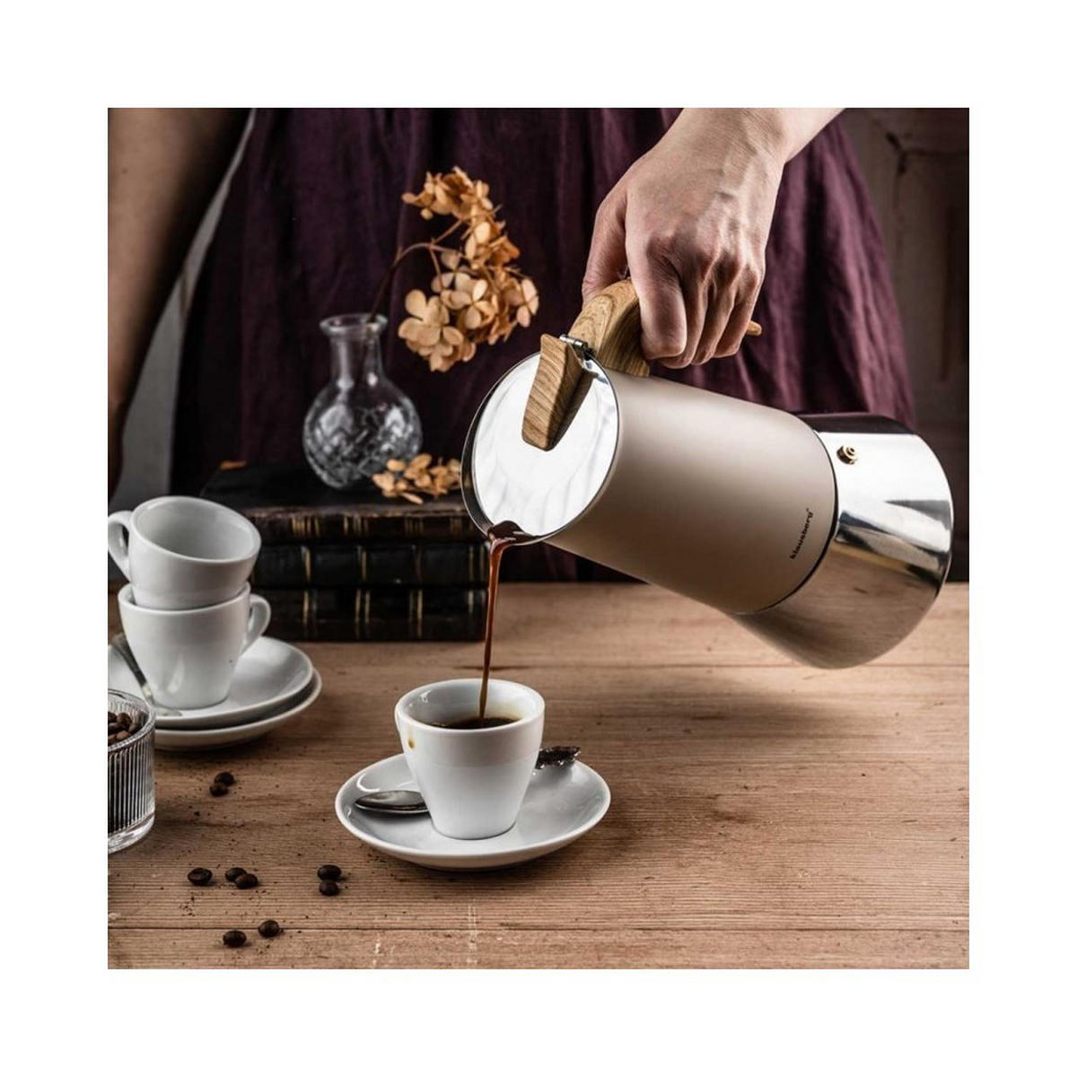 ESPRESSOKOCHER Beige 13.7/16/26 cm KB7997 - Beige, Metall (16/26/13.7cm) - Klausberg 