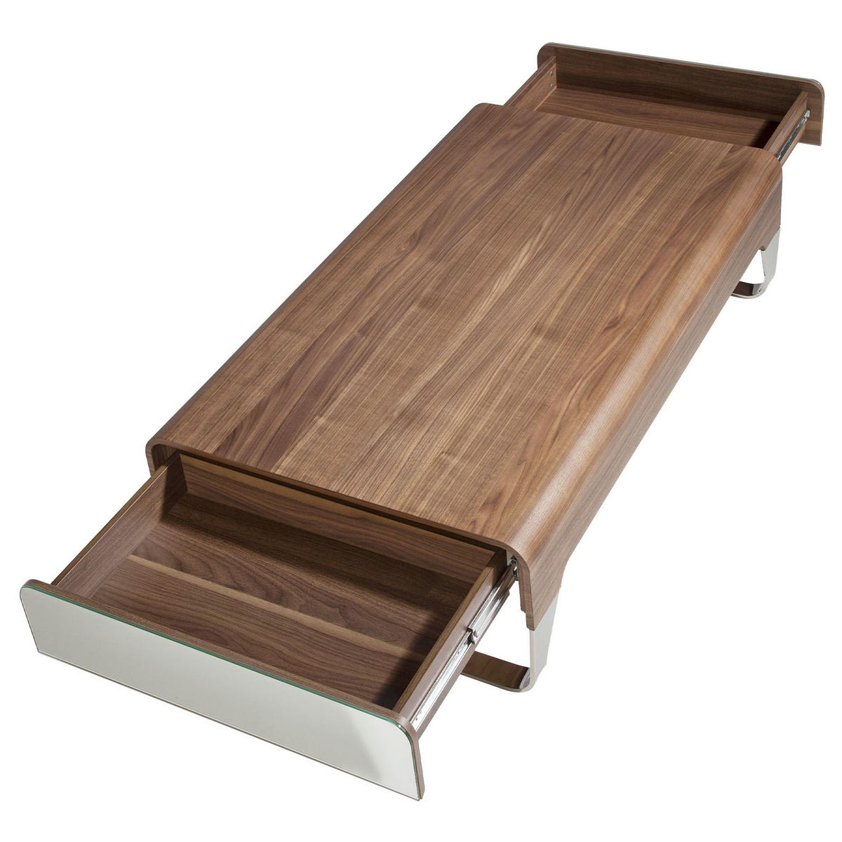 COUCHTISCH Rechteckiger Couchtisch Nussbaum und verchromter Stahl 120/70/34 cm - Edelstahlfarben/Nussbaumfarben, Holz/Metall (70/120/34cm) - ANGEL CERDA