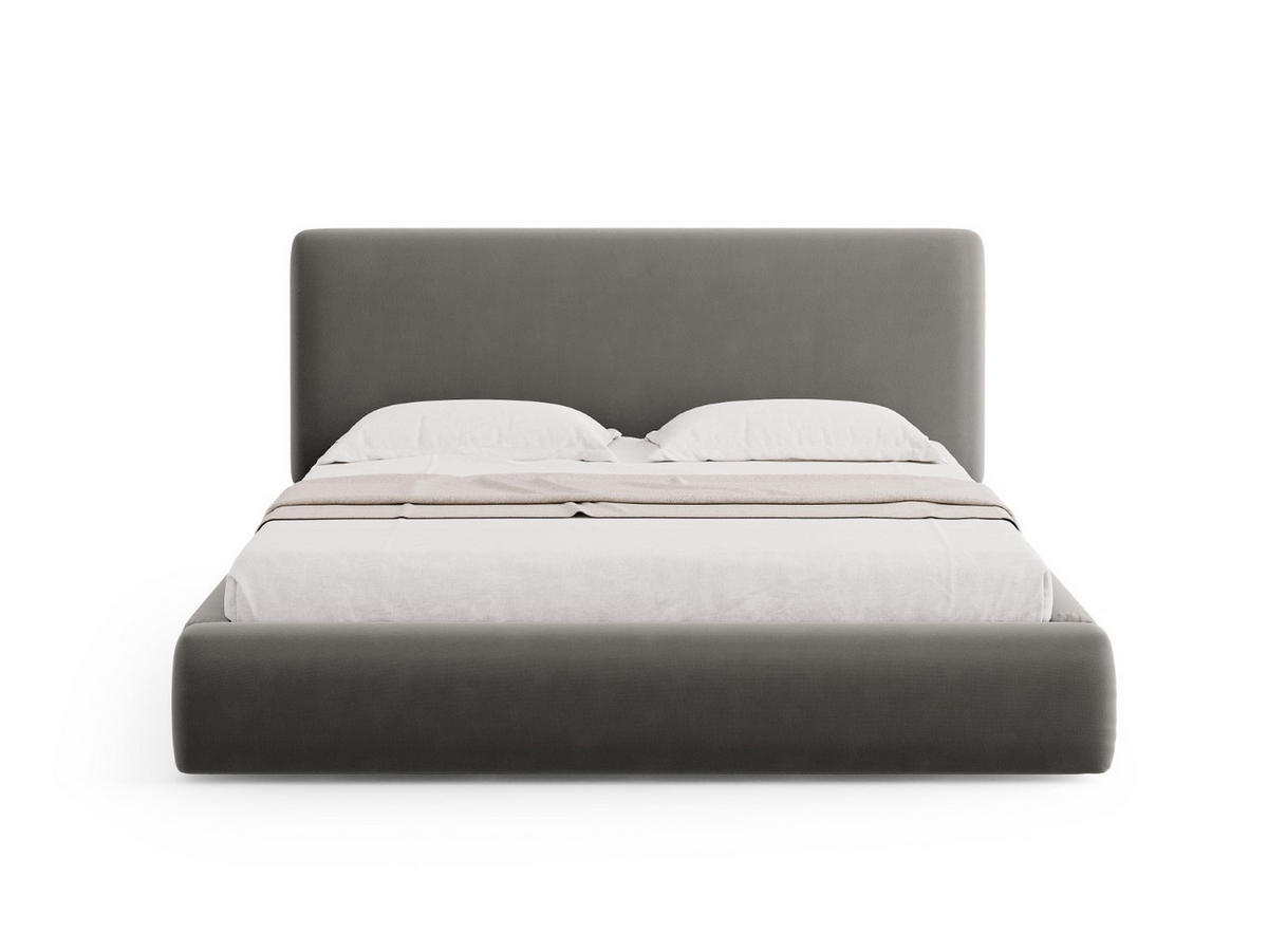 BETT mit Bettkasten und Kopfteil Colonel aus Samt hellgrau 140x200cm - Hellgrau, Textil (140/200cm) - Cosmopolitan Design