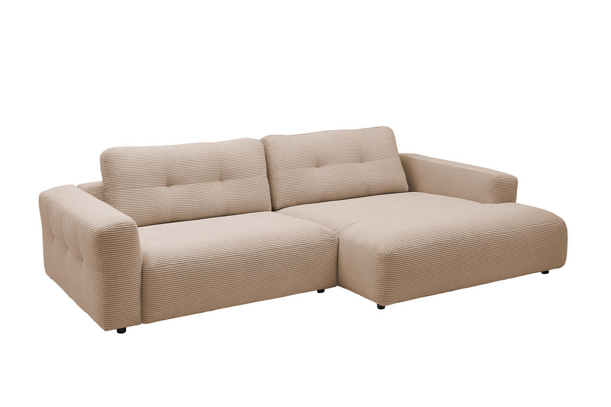 ECKSOFA MIKA Taupe Cord - Taupe/Schwarz, Kunststoff/Textil (276/167cm) - KAWOLA