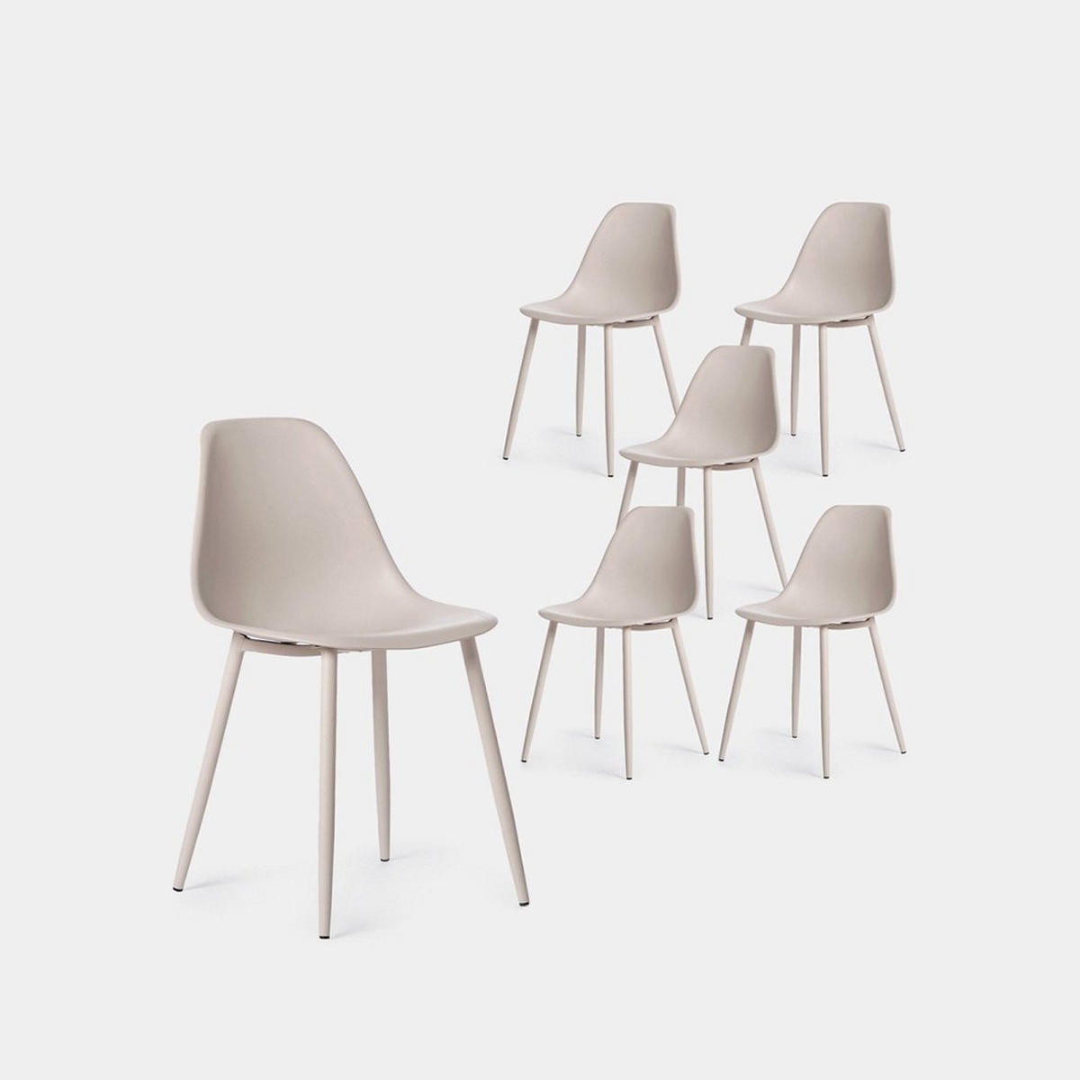 ESSZIMMERSTUHL Nina Beige 45 cm x 80 cm 6er-Set - Beige, Kunststoff (45/80/53cm) - Klast Home