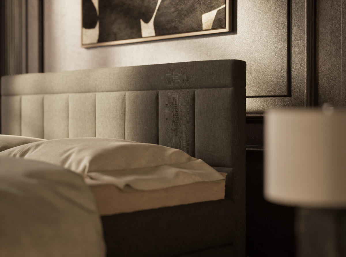 BOXSPRINGBETT Caya 160/200 cm, in Graphit, Bettkasten, Matratze, Topper - Schwarz/Graphitfarben, Holz/Holzwerkstoff (160/200cm) - Maison de Reve