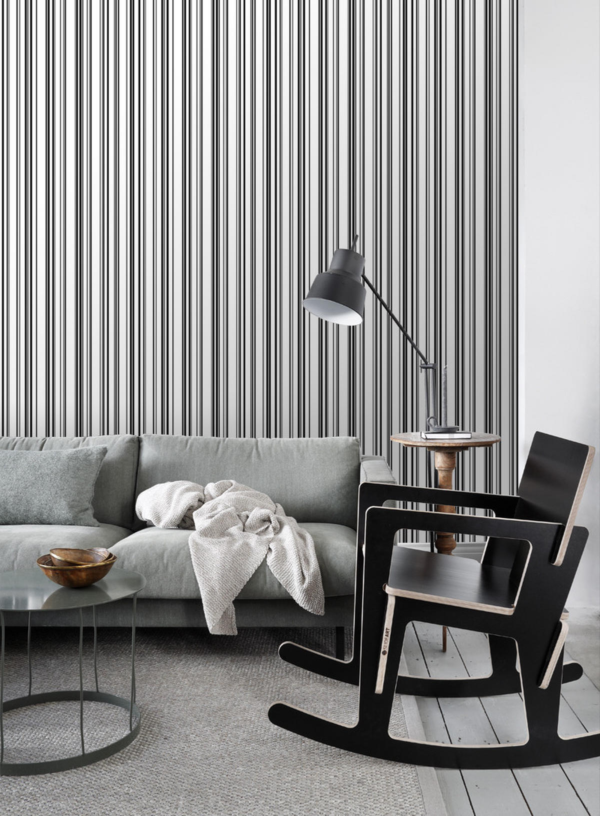 TAPETE feine Streifen 53 cm x 10.05 m - Schwarz, Papier (53/1000cm) - ESTAhome