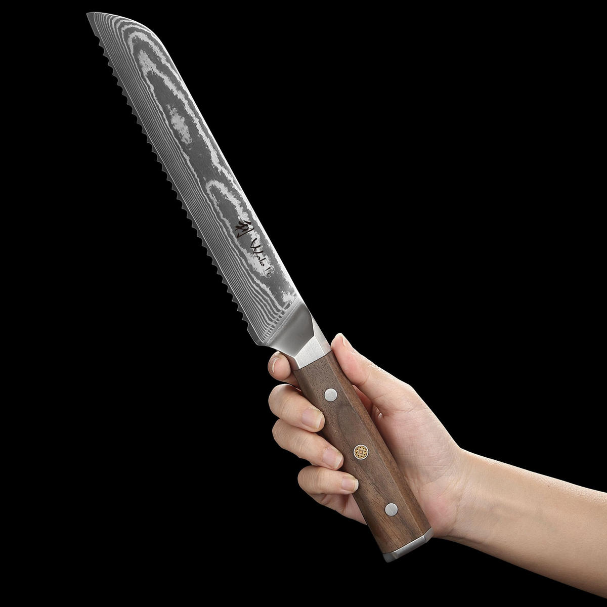 BROTMESSER 20 cm - Nussbaumfarben, Holz/Metall (33cm) - Wakoli