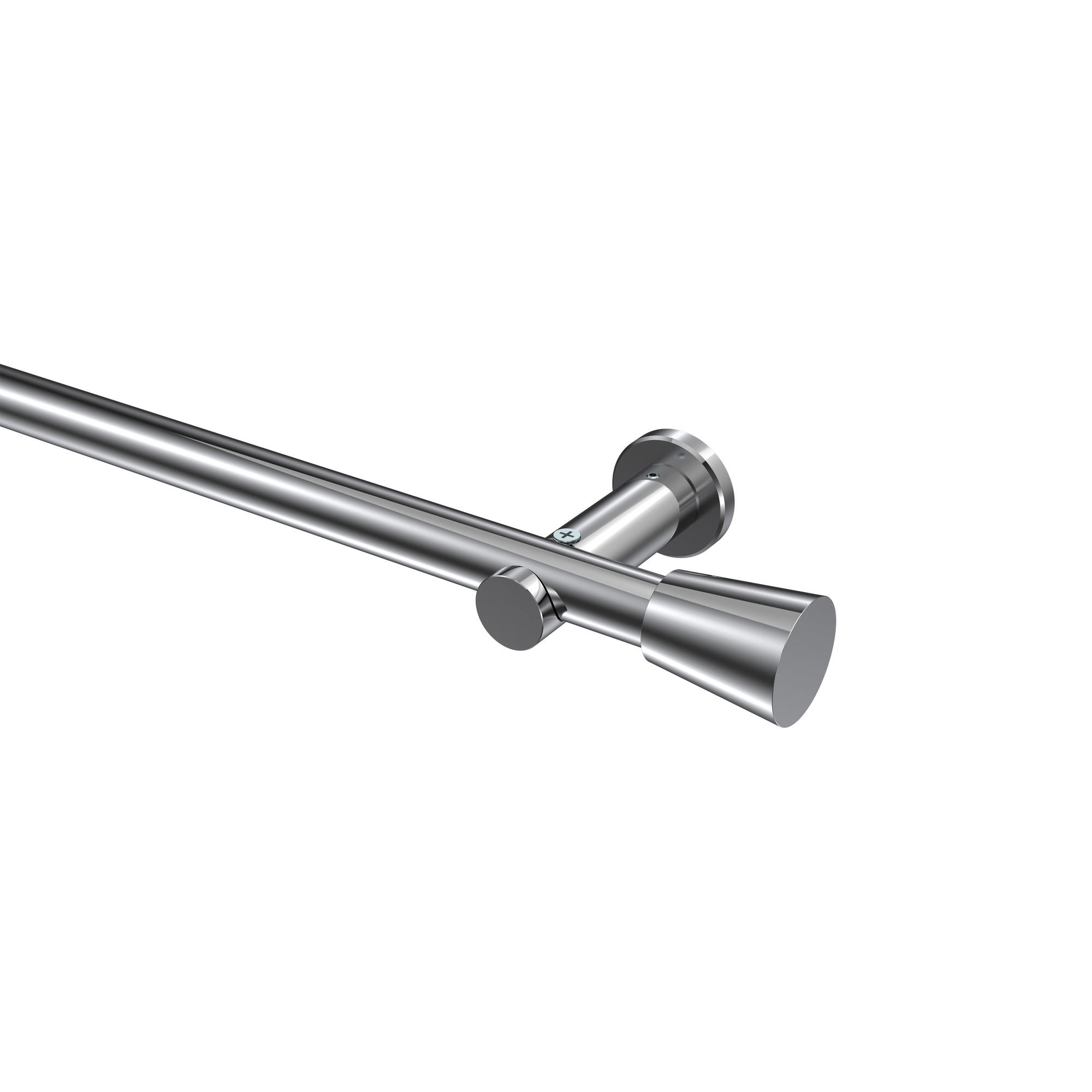 GARDINENSTANGEN-SET Platon Sitra 320 cm (geteilt in 2 x 160 cm), 1-läufig (ohne Ringe), 20 mm Ø Chrom - Chromfarben, Metall (320cm) - INTERDECO