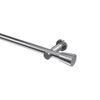 GARDINENSTANGEN-SET Platon Sitra 320 cm (geteilt in 2 x 160 cm), 1-läufig (ohne Ringe), 20 mm Ø Chrom - Chromfarben, Metall (320cm) - INTERDECO