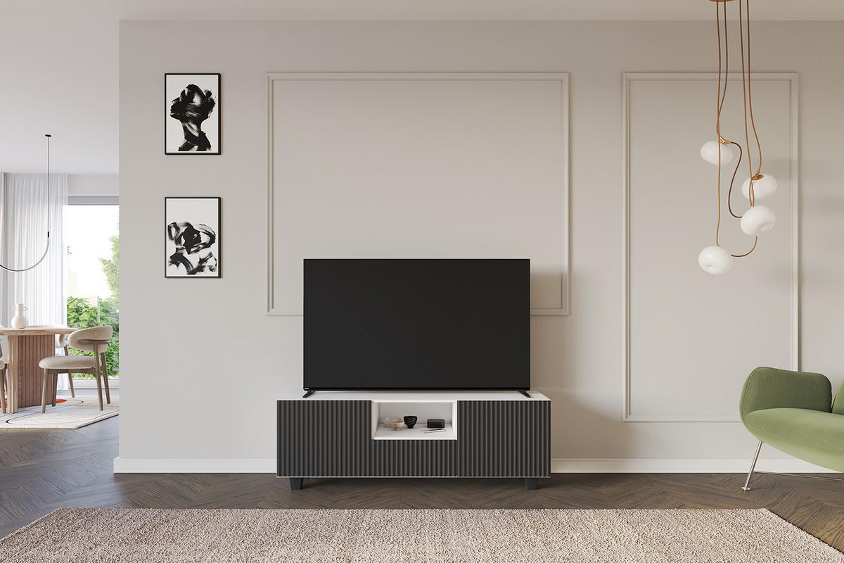 LOWBOARD NOA-2-S 140x50x41 cm - Weiß / Schwarz - Schwarz, Holzwerkstoff (140/50/41cm) - ALTDECOR