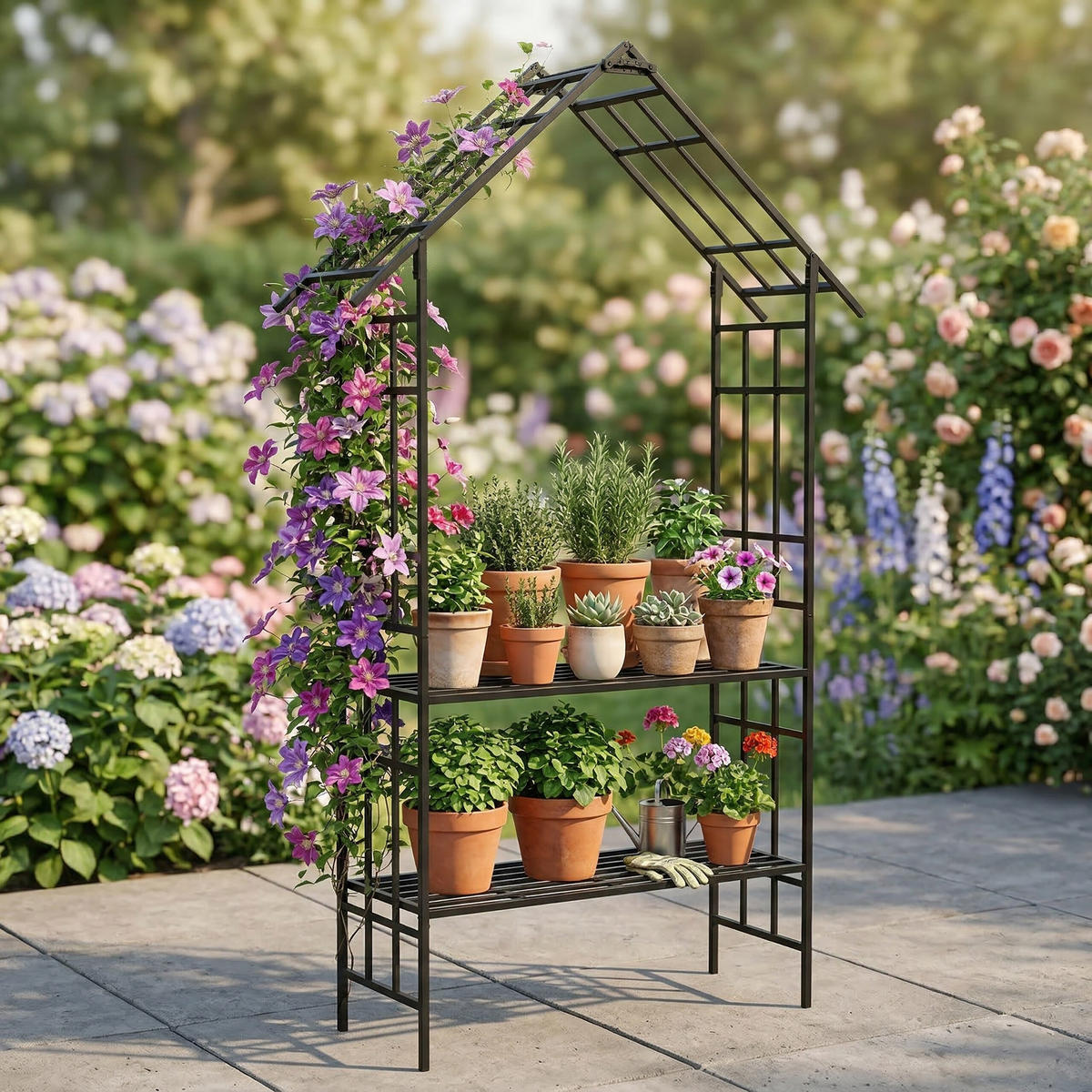 ROSENBOGEN - Schwarz, Metall (150/247/43cm) - Relaxdays